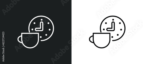 tea time outline icon in white and black colors. tea time flat vector icon from food collection for web, mobile apps and ui.