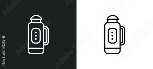 thermo flask outline icon in white and black colors. thermo flask flat vector icon from food collection for web, mobile apps and ui.