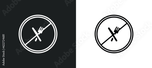 no eating outline icon in white and black colors. no eating flat vector icon from food collection for web, mobile apps and ui.