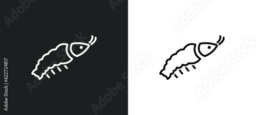 shrimps outline icon in white and black colors. shrimps flat vector icon from food collection for web, mobile apps and ui.