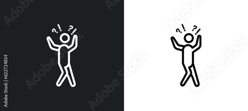 surprised human outline icon in white and black colors. surprised human flat vector icon from feelings collection for web, mobile apps and ui.