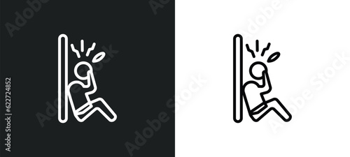 stressed human outline icon in white and black colors. stressed human flat vector icon from feelings collection for web, mobile apps and ui.