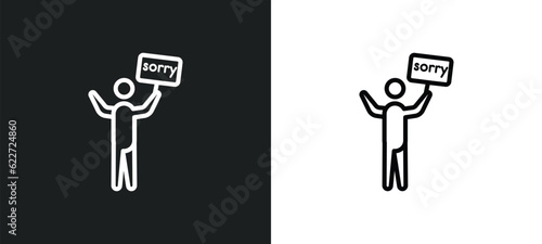 sorry human outline icon in white and black colors. sorry human flat vector icon from feelings collection for web, mobile apps and ui.