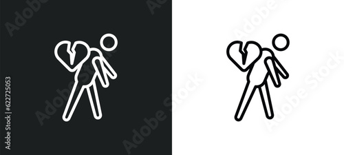 heartbroken human outline icon in white and black colors. heartbroken human flat vector icon from feelings collection for web, mobile apps and ui.