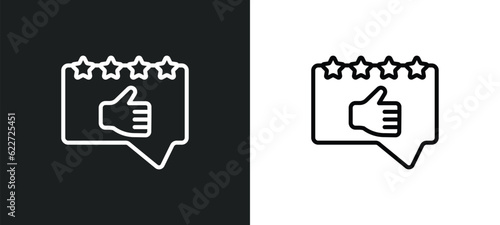 good review outline icon in white and black colors. good review flat vector icon from feedback collection for web, mobile apps and ui.