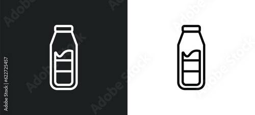 milk bottle outline icon in white and black colors. milk bottle flat vector icon from fast food collection for web, mobile apps and ui.