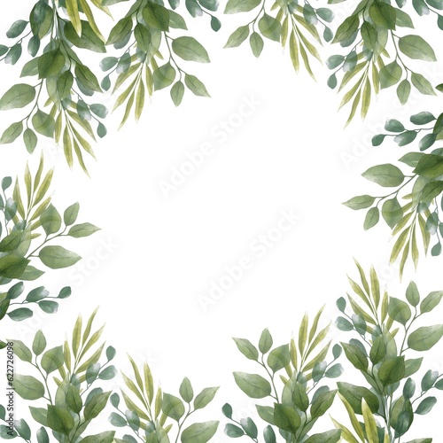 Wallpaper Mural Watercolor floral illustration, greenery branches for wedding decor and invitation. Hand drawn illustration Torontodigital.ca