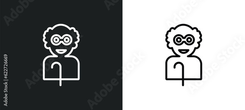 grandfather outline icon in white and black colors. grandfather flat vector icon from family relations collection for web, mobile apps and ui.