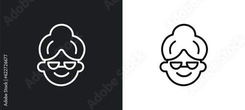 grandmother outline icon in white and black colors. grandmother flat vector icon from family relations collection for web, mobile apps and ui.