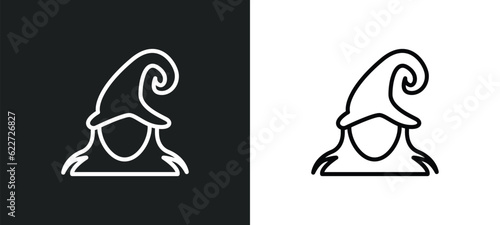 wicked outline icon in white and black colors. wicked flat vector icon from fairy tale collection for web, mobile apps and ui.