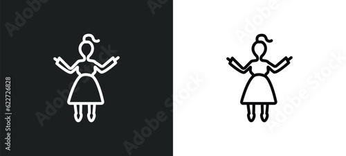 damsel outline icon in white and black colors. damsel flat vector icon from fairy tale collection for web, mobile apps and ui.