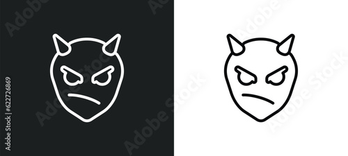 Fototapeta Naklejka Na Ścianę i Meble -  evil outline icon in white and black colors. evil flat vector icon from fairy tale collection for web, mobile apps and ui.