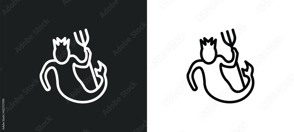 merman outline icon in white and black colors. merman flat vector icon from fairy tale collection for web, mobile apps and ui.
