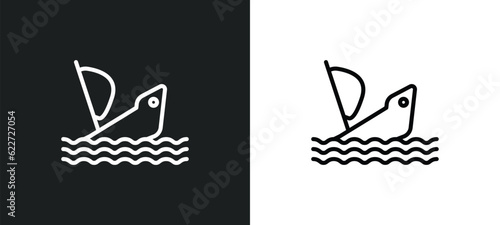 shipwreck outline icon in white and black colors. shipwreck flat vector icon from fairy tale collection for web, mobile apps and ui.