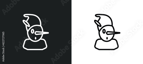 pinocchio outline icon in white and black colors. pinocchio flat vector icon from fairy tale collection for web, mobile apps and ui.
