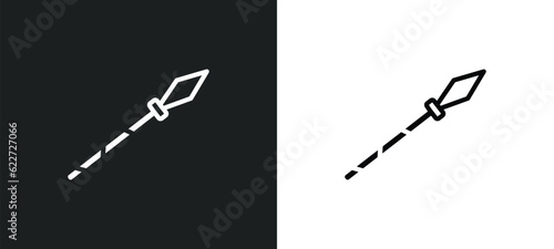 spear outline icon in white and black colors. spear flat vector icon from fairy tale collection for web, mobile apps and ui.