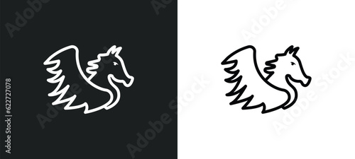 pegasus outline icon in white and black colors. pegasus flat vector icon from fairy tale collection for web  mobile apps and ui.