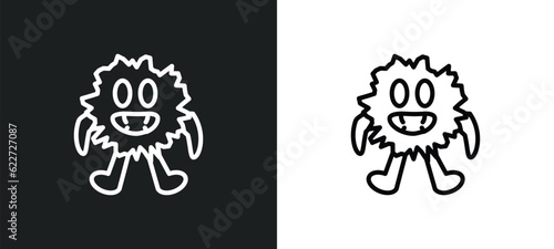 monster outline icon in white and black colors. monster flat vector icon from fairy tale collection for web, mobile apps and ui.