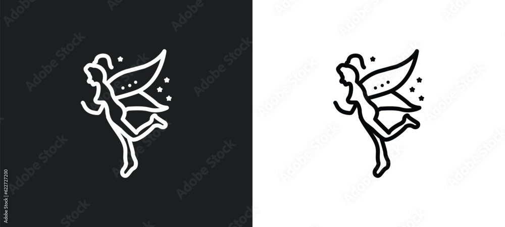 fairy outline icon in white and black colors. fairy flat vector icon from fairy tale collection for web, mobile apps and ui.