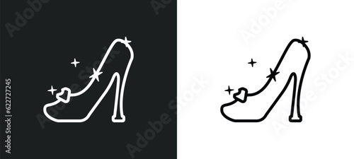 cinderella shoe outline icon in white and black colors. cinderella shoe flat vector icon from fairy tale collection for web, mobile apps and ui.