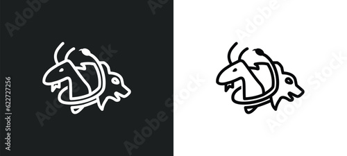 chimera outline icon in white and black colors. chimera flat vector icon from fairy tale collection for web, mobile apps and ui.