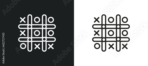 tic tac toe outline icon in white and black colors. tic tac toe flat vector icon from entertainment collection for web, mobile apps and ui.