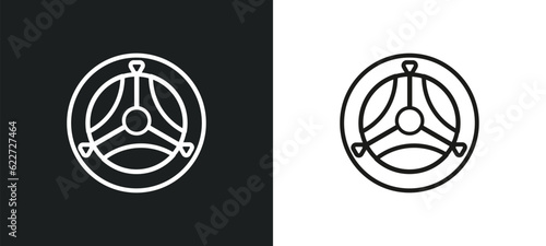 steering wheel outline icon in white and black colors. steering wheel flat vector icon from entertainment collection for web, mobile apps and ui.
