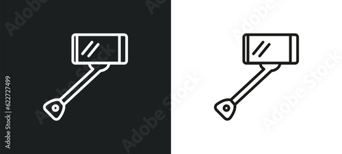 selfie stick outline icon in white and black colors. selfie stick flat vector icon from entertainment collection for web, mobile apps and ui.