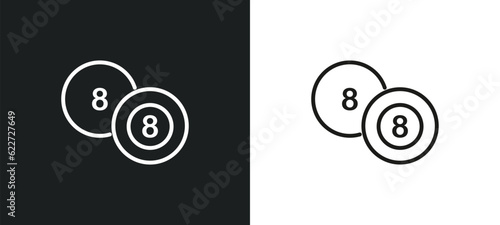 eight ball outline icon in white and black colors. eight ball flat vector icon from arcade collection for web, mobile apps and ui.