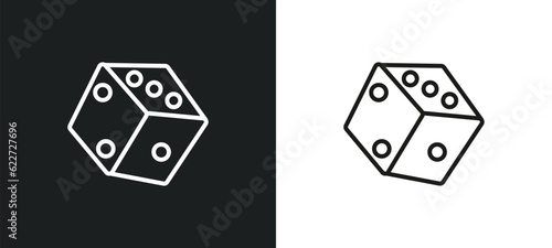 dice outline icon in white and black colors. dice flat vector icon from arcade collection for web, mobile apps and ui.