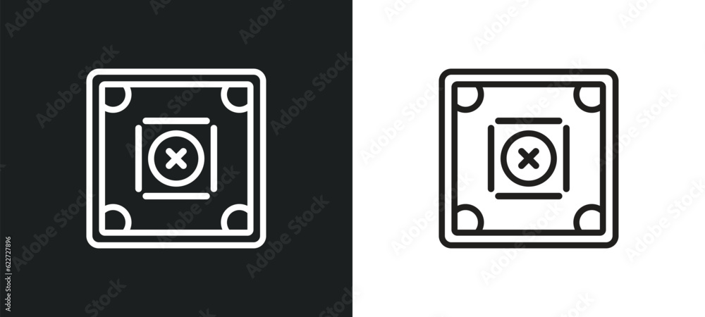 carrom outline icon in white and black colors. carrom flat vector icon from entertainment collection for web, mobile apps and ui. - obrazy, fototapety, plakaty 
