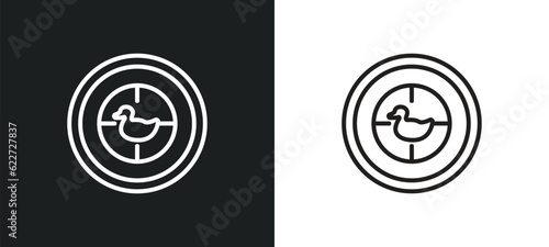 duck shooting outline icon in white and black colors. duck shooting flat vector icon from entertainment collection for web, mobile apps and ui.