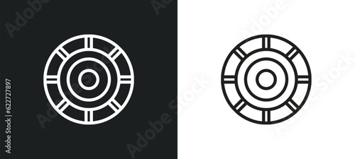 game chips outline icon in white and black colors. game chips flat vector icon from entertainment collection for web, mobile apps and ui.
