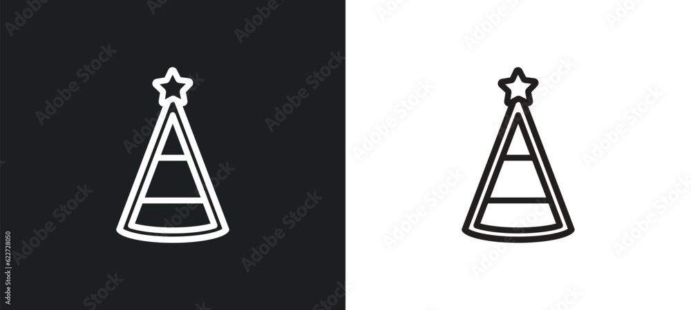 party hat outline icon in white and black colors. party hat flat vector icon from entertainment collection for web, mobile apps and ui.