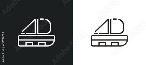 sailing boat outline icon in white and black colors. sailing boat flat vector icon from entertainment collection for web, mobile apps and ui.