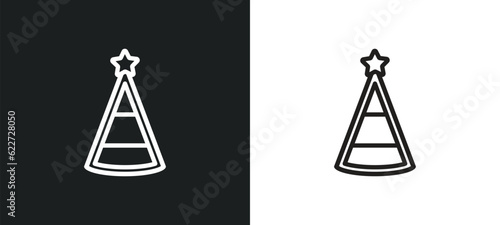 party hat outline icon in white and black colors. party hat flat vector icon from entertainment collection for web, mobile apps and ui.