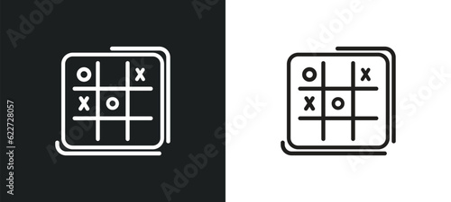 tic tac toe outline icon in white and black colors. tic tac toe flat vector icon from entertainment collection for web, mobile apps and ui.
