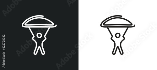 paraplane outline icon in white and black colors. paraplane flat vector icon from entertainment and arcade collection for web, mobile apps and ui.