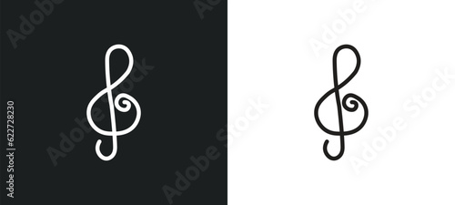 g clef outline icon in white and black colors. g clef flat vector icon from entertainment and arcade collection for web, mobile apps and ui.