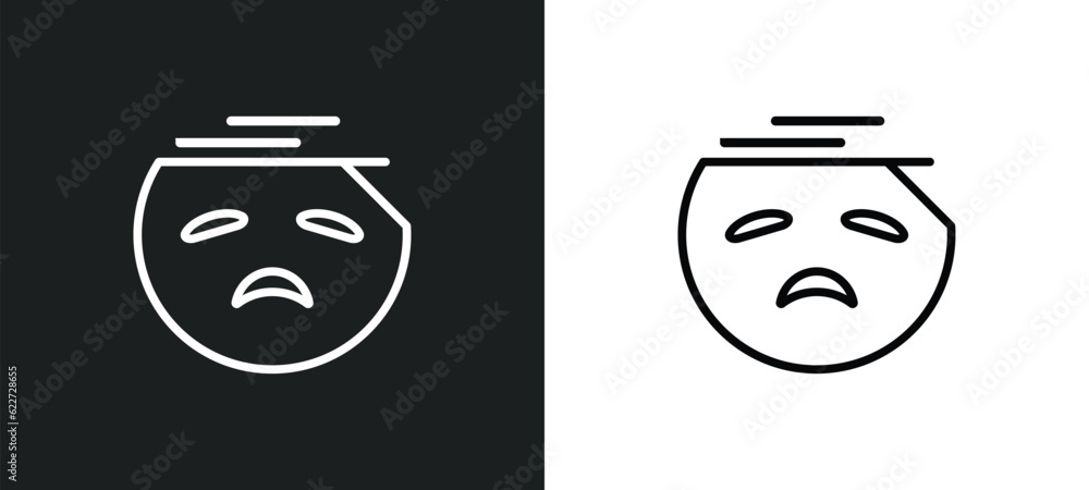 sick emoji outline icon in white and black colors. sick emoji flat ...