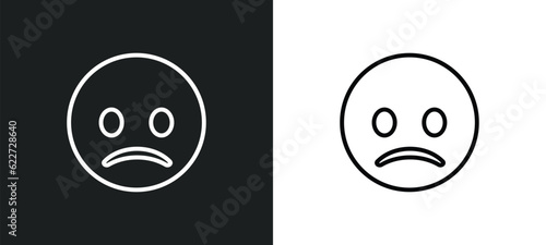 slightly frowning emoji outline icon in white and black colors. slightly frowning emoji flat vector icon from emoji collection for web, mobile apps and ui.