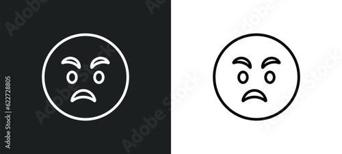 pouting emoji outline icon in white and black colors. pouting emoji flat vector icon from emoji collection for web, mobile apps and ui.