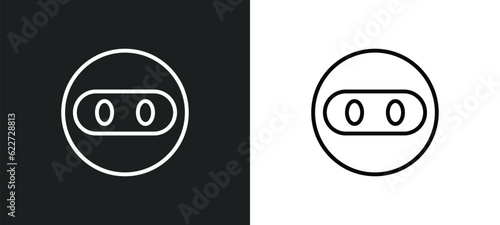 ninja emoji outline icon in white and black colors. ninja emoji flat vector icon from emoji collection for web, mobile apps and ui.
