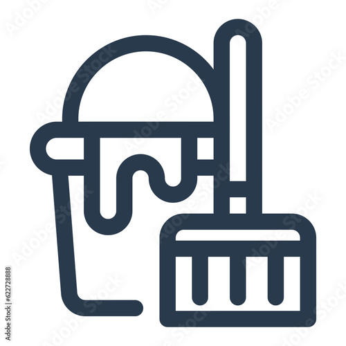 Cleaning tool icon for maintenance and sanitation icon