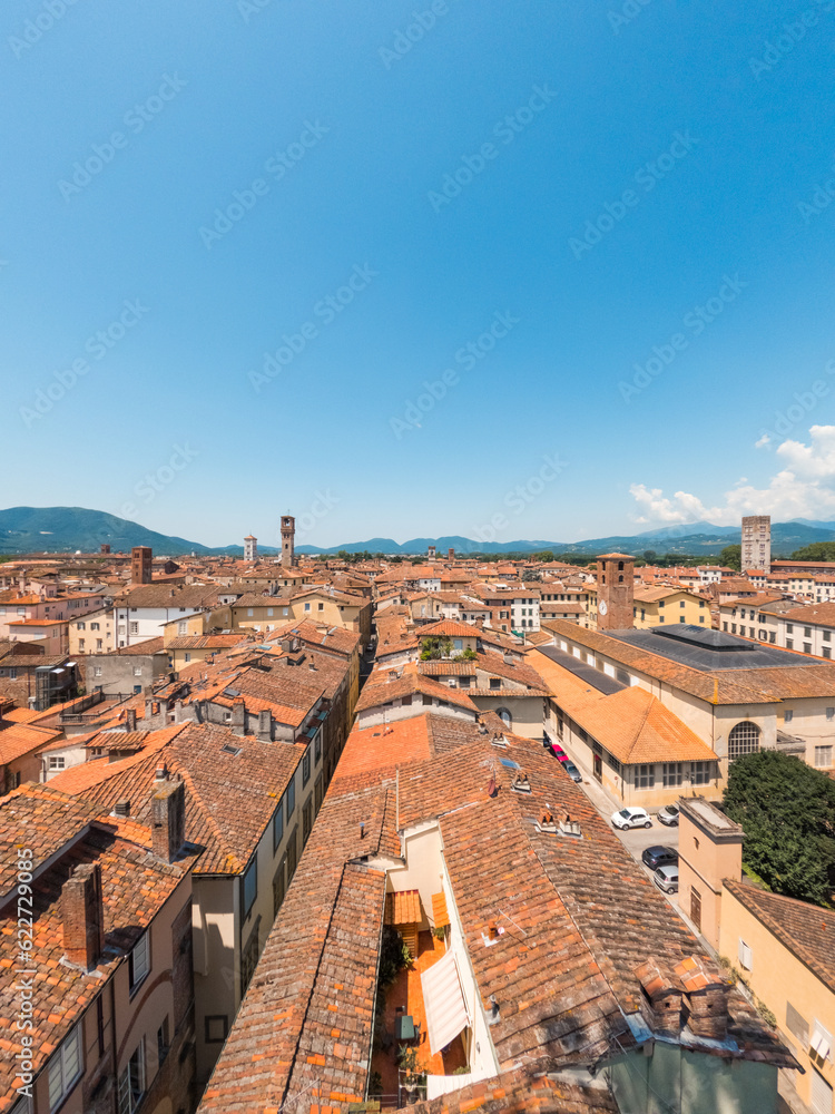 Ancient city of Lucca seen from above