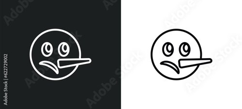 liar emoji outline icon in white and black colors. liar emoji flat vector icon from emoji collection for web, mobile apps and ui.