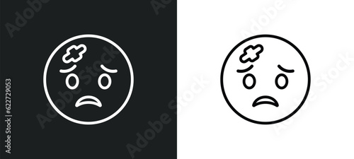 injured emoji outline icon in white and black colors. injured emoji flat vector icon from emoji collection for web, mobile apps and ui.