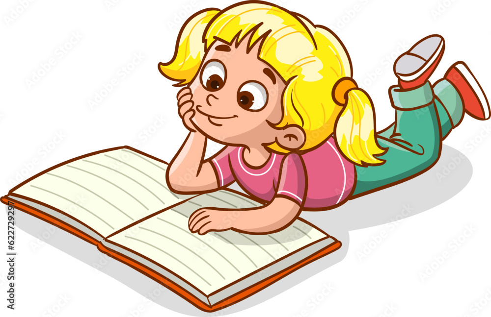 children reading book. kids studying with a book. Vector illustration