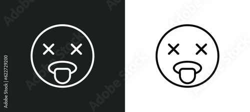 exhausted emoji outline icon in white and black colors. exhausted emoji flat vector icon from emoji collection for web, mobile apps and ui. © Digital Bazaar