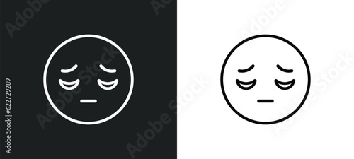 dissapointment emoji outline icon in white and black colors. dissapointment emoji flat vector icon from emoji collection for web, mobile apps and ui.